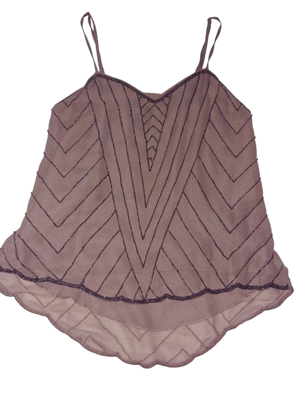 Women’s Dusty Mauve Beaded Spaghetti Strap Tank Top size Small